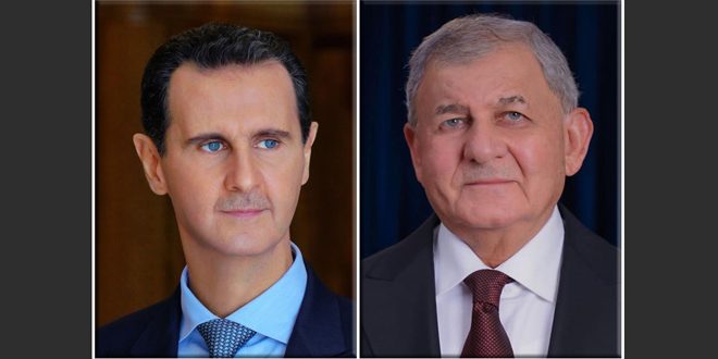 الأسد ونظيره العراقي يؤكدان على تطوير علاقات التعاون بين البلدين 