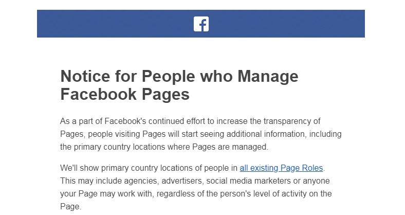 فيسيوك تكشف الغطاء عن اصحاب الصفحات على موقعها واماكن تواجدهم
