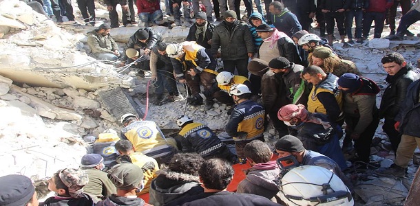 ارتفاع ضحايا الزلزال بالشمال السوري إلى 1540 حالة وفاة و اكثر من 2750 إصابة 